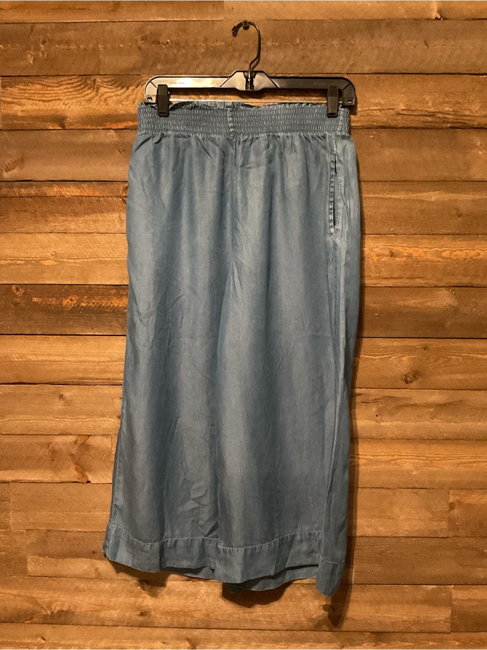 Iris Women’s Chambray Pull On Wide Leg Palazzo Pants Size Medium